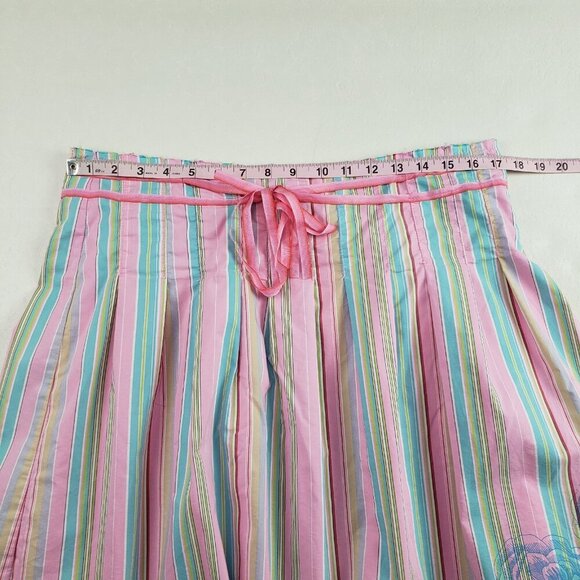 Y2K Old Navy Midi Skirt Womens 12 Pink A-Line Striped Fairy Floral Bow Whimsical - Picture 11 of 11